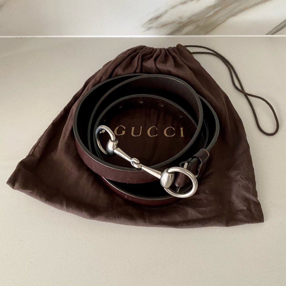 Men’s Gucci Leather skinny belt with Horsebit